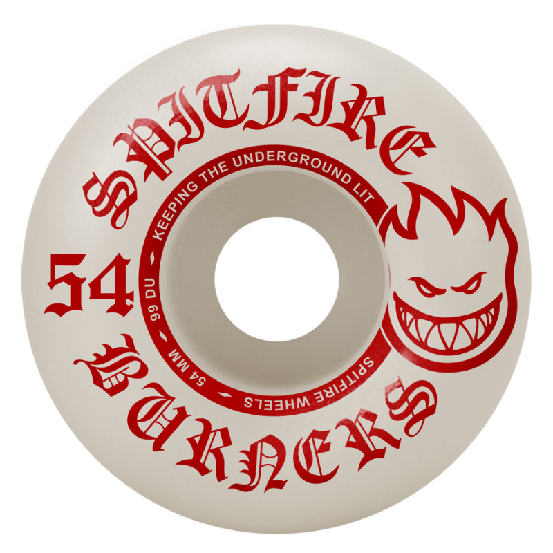 Spitfire Wheels Burners 54mm 99a (White/Red)