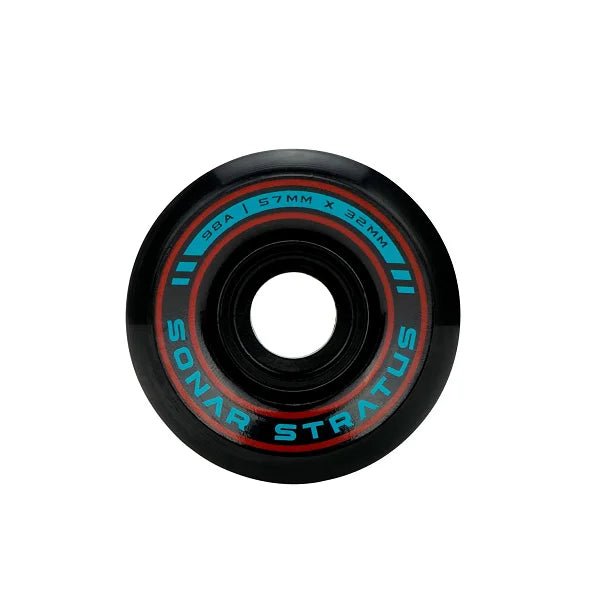Radar Sonar Stratus 57mm 98a Black Roller Skate Wheel Set of 8