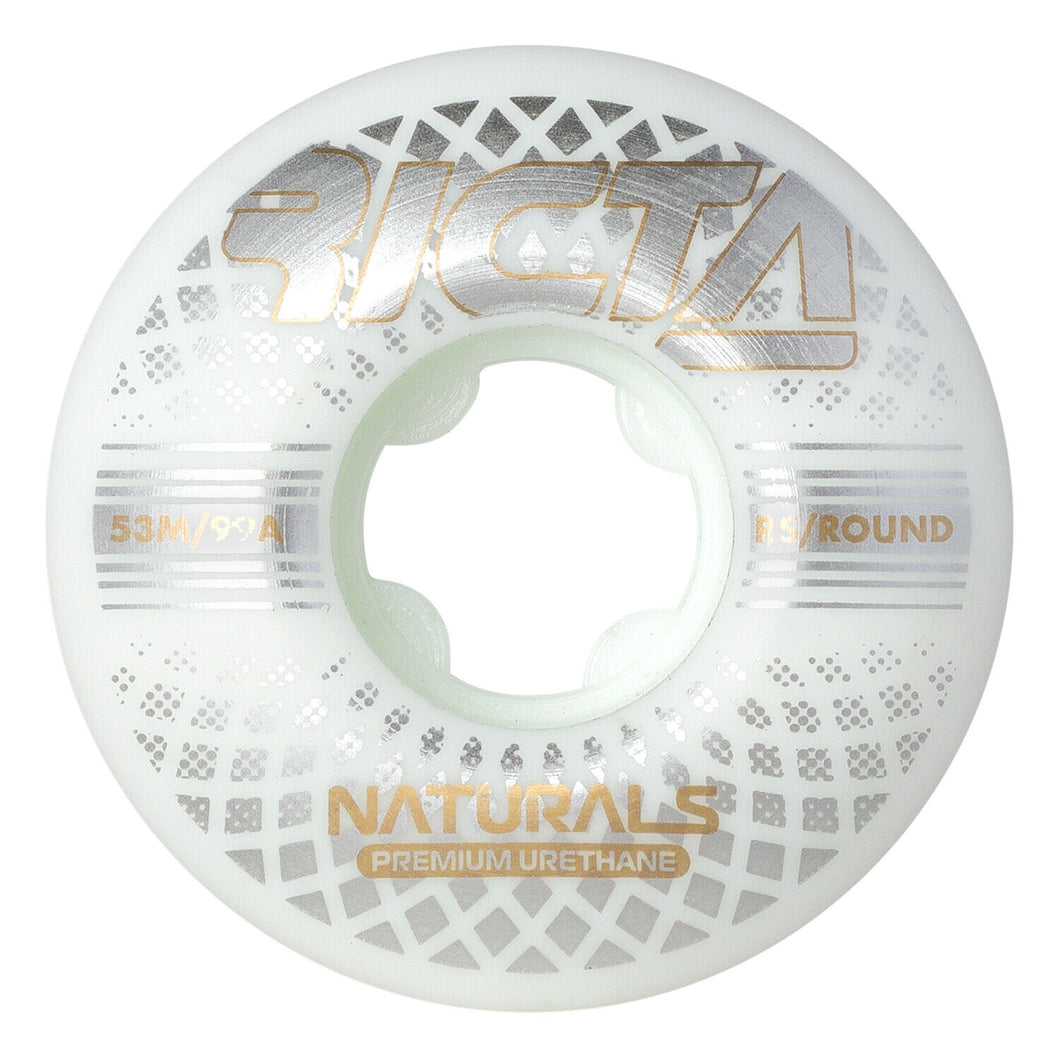 Ricta Skateboard Wheels Reflective Naturals Round 53mm 99A White